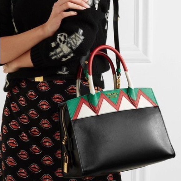 New PRADA ZIGZAG Top Handle Saffiano Leather Purse - Picture 8 of 8